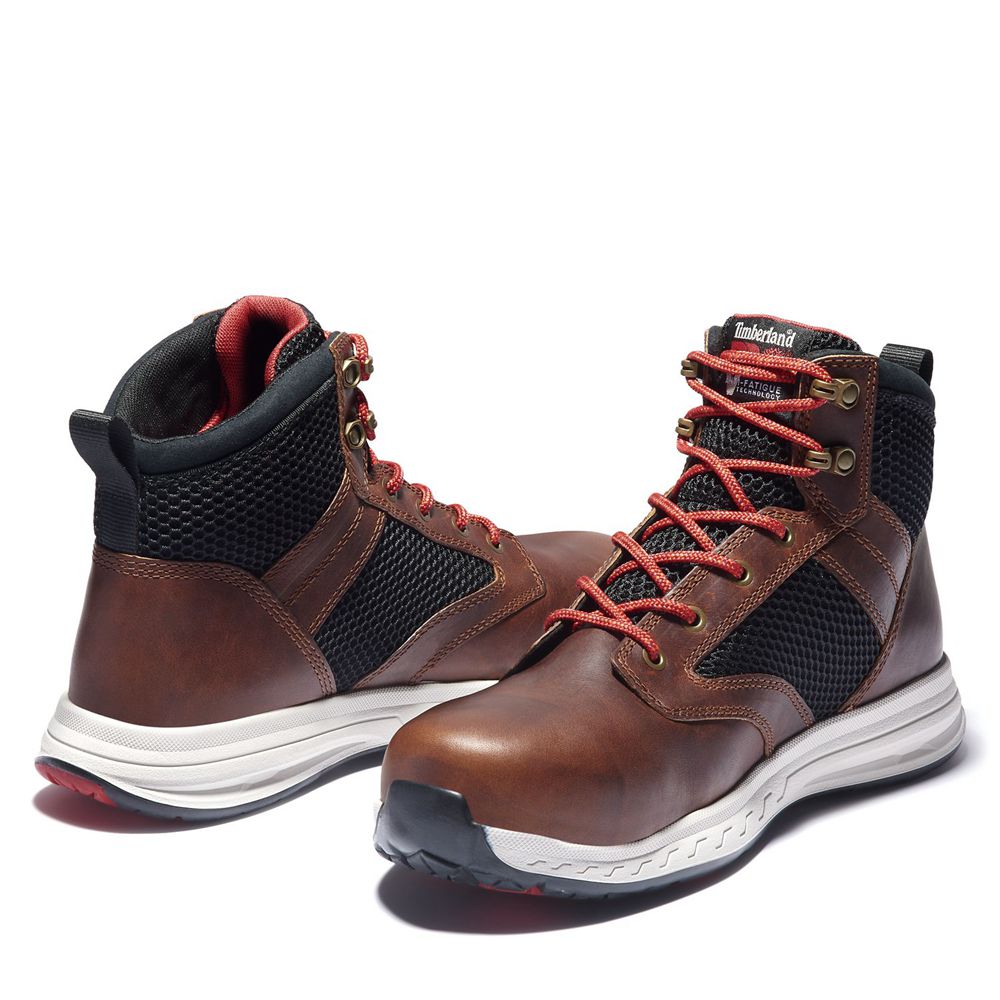 Timberland Pro Μποτακια Ανδρικα Καφε/Μαυρα - Drivetrain Comp Toe Mid - Greece 8746195-PB